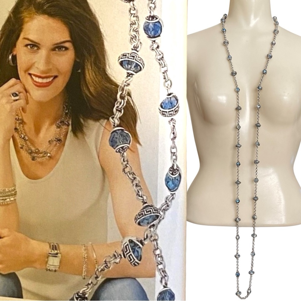 Premier Designs Heaven Sent Antique Silver Tone Beveled Glass Bead Necklace